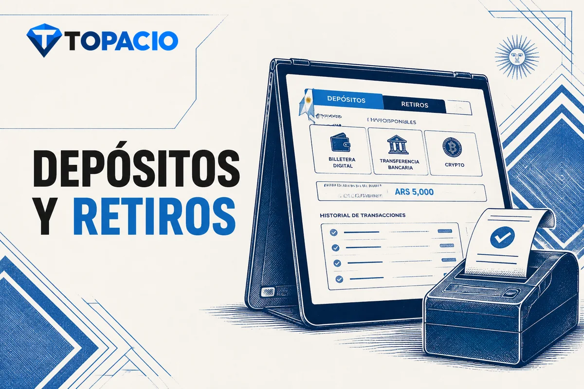 Pantalla de depósitos y retiros junto a comprobantes impresos