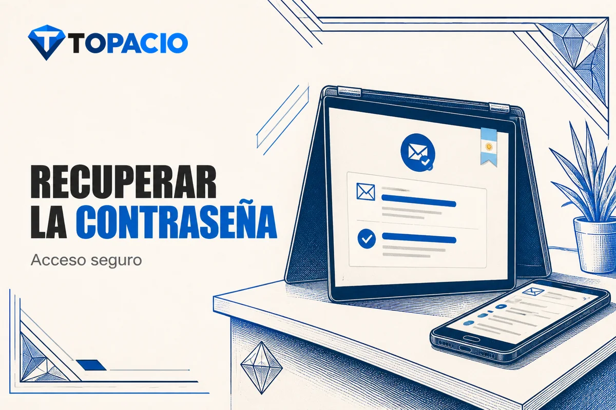 Pantalla de recuperación y celular con correo para restablecer contraseña.