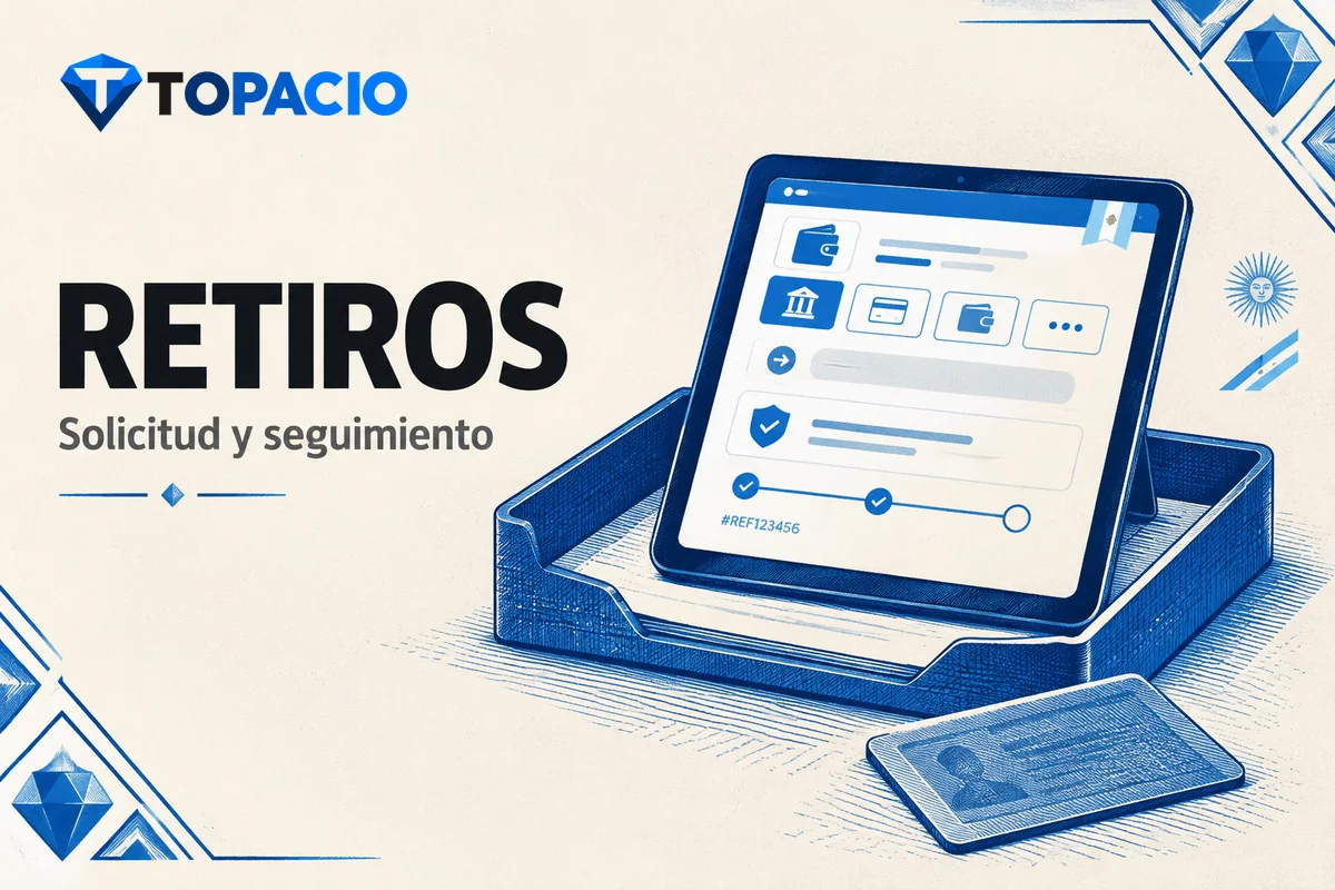 Tablet con solicitud de retiro, destino y estado pendiente.