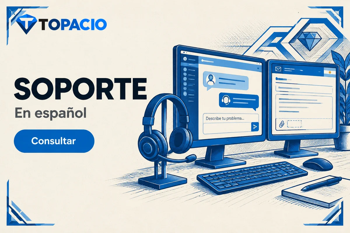 Dos pantallas con chat de soporte y correo de consulta.