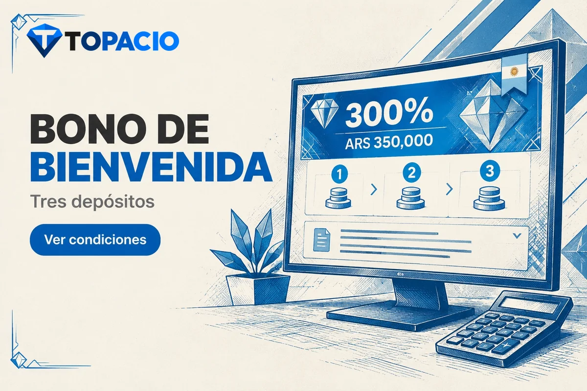Pantalla con bono de bienvenida distribuido entre tres depósitos.