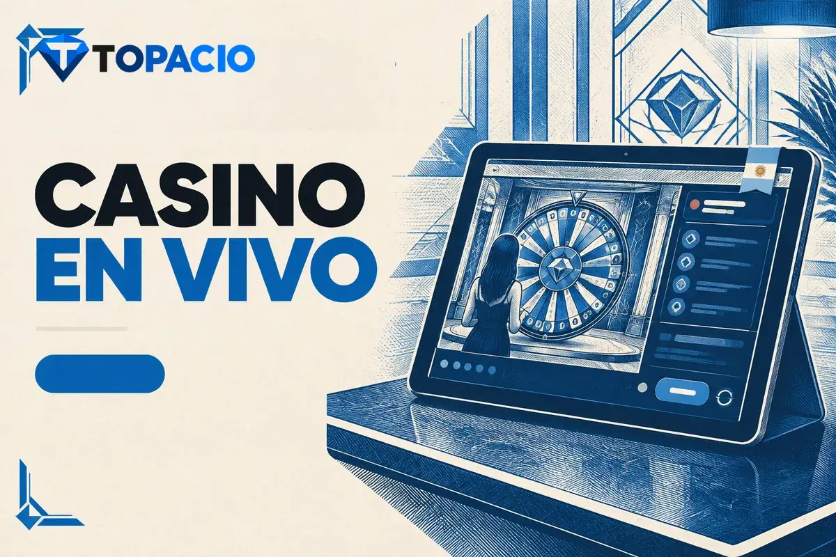 Tablet con rueda de premios y controles del casino en vivo.
