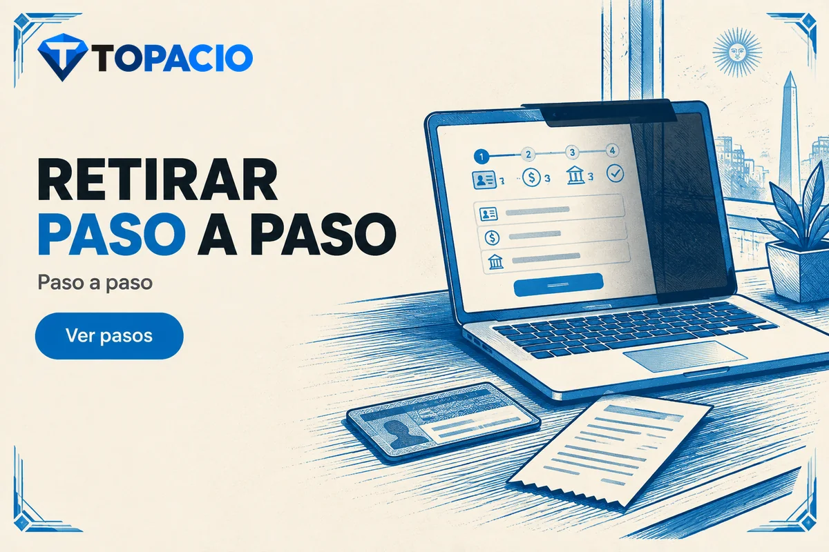 Notebook con formulario de retiro, identificación y comprobante de solicitud