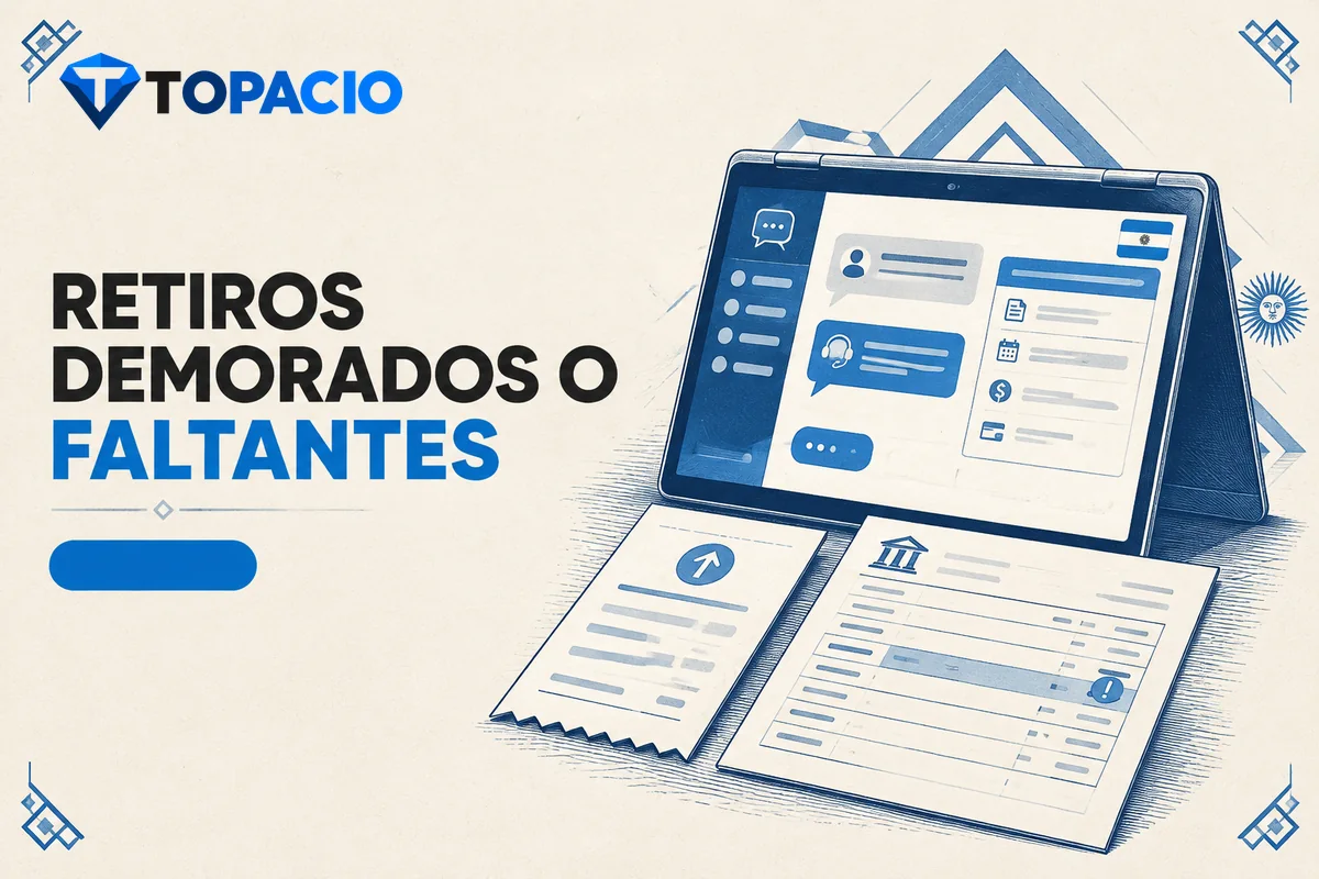 Pantalla de soporte con comprobantes para consultar un retiro pendiente